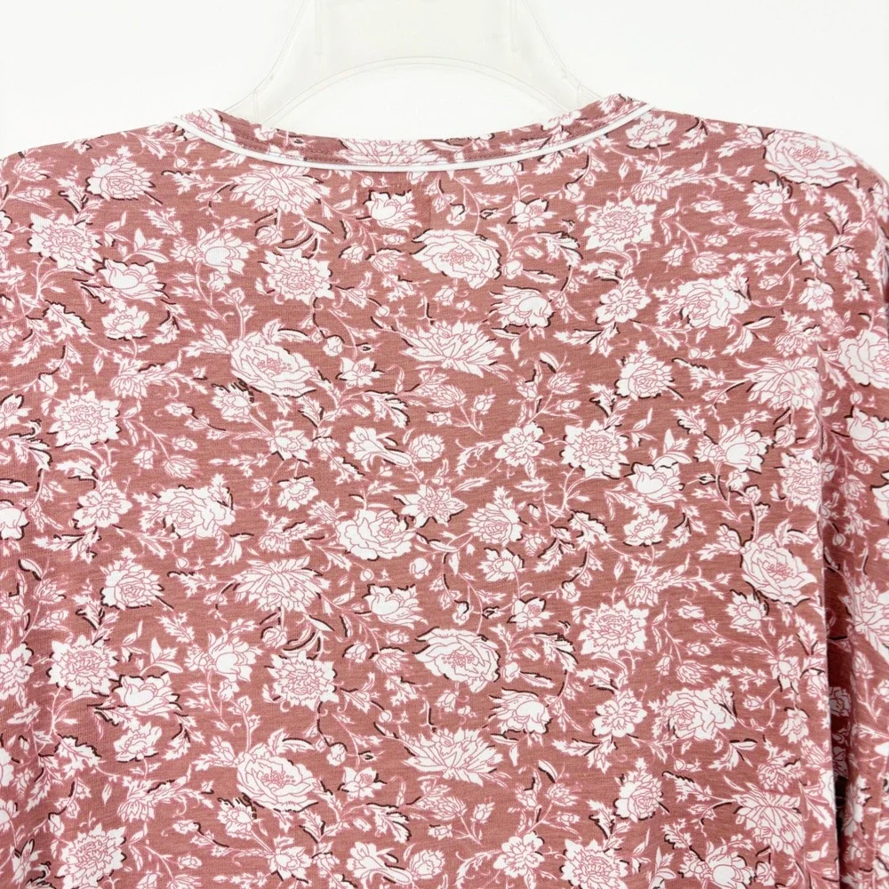 Marea by Liz Joy Pink Floral‎ Long Sleeve Pajama Top Size M Crew Neck Lounge